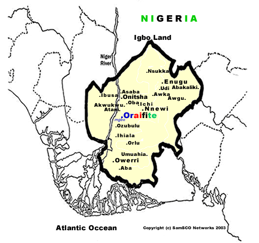 Map of Oriaifte in the Igbo Land.